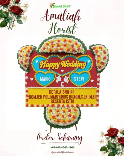 Karangan Papan Bunga Pernikahan kebon besar